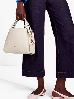 Kate Spade Cream Pebbled Leather Shoulder Tote with Crossbody Strap